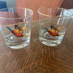 Vintage Whiskey Lowball Pheasant Glasses
Set of 2